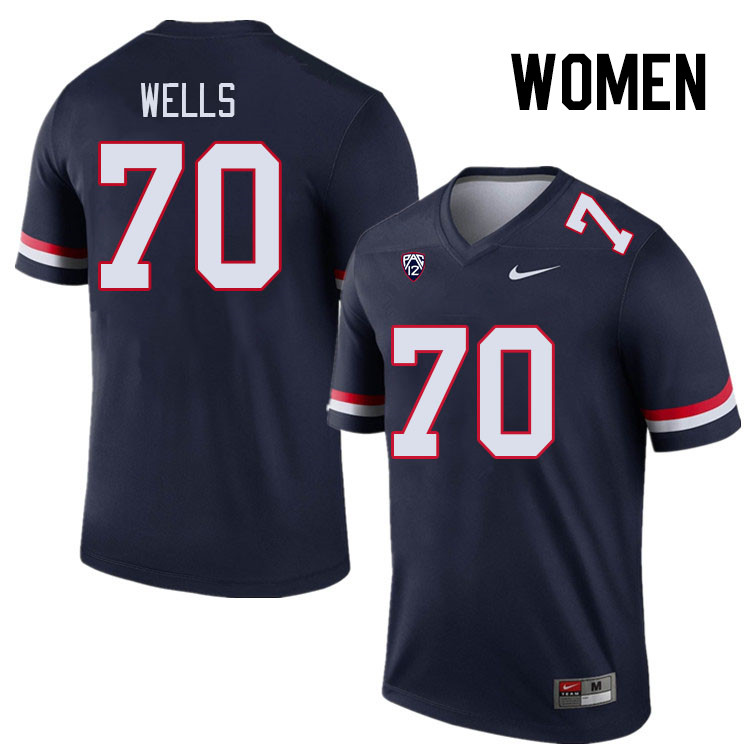 Women #70 Zarius Wells Arizona Wildcats College Football Jerseys Stitched Sale-Navy - Click Image to Close